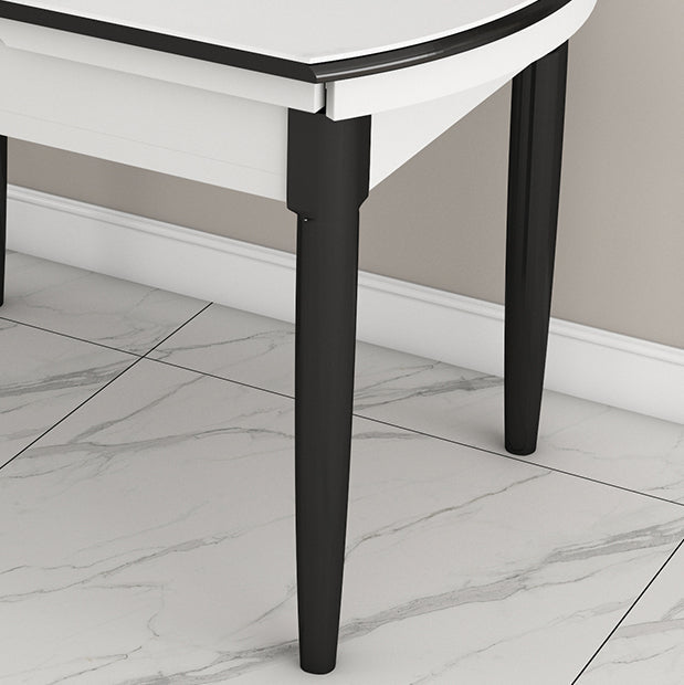 Slate and Wood Table Contemporary Retractable Round Dining Table Clearhalo 'Dining Tables & Seating' 'Dining Tables' 'dining_table' 'furn' 'furn_dining_table' 'Furniture' 'Kitchen & Dining Furniture' 6277735