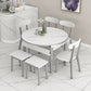 Slate and Wood Table Contemporary Retractable Round Dining Table Clearhalo 'Dining Tables & Seating' 'Dining Tables' 'dining_table' 'furn' 'furn_dining_table' 'Furniture' 'Kitchen & Dining Furniture' 6277737