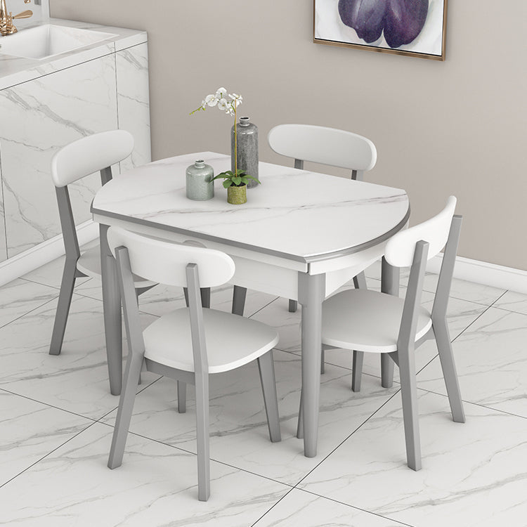Slate and Wood Table Contemporary Retractable Round Dining Table Clearhalo 'Dining Tables & Seating' 'Dining Tables' 'dining_table' 'furn' 'furn_dining_table' 'Furniture' 'Kitchen & Dining Furniture' 6277738