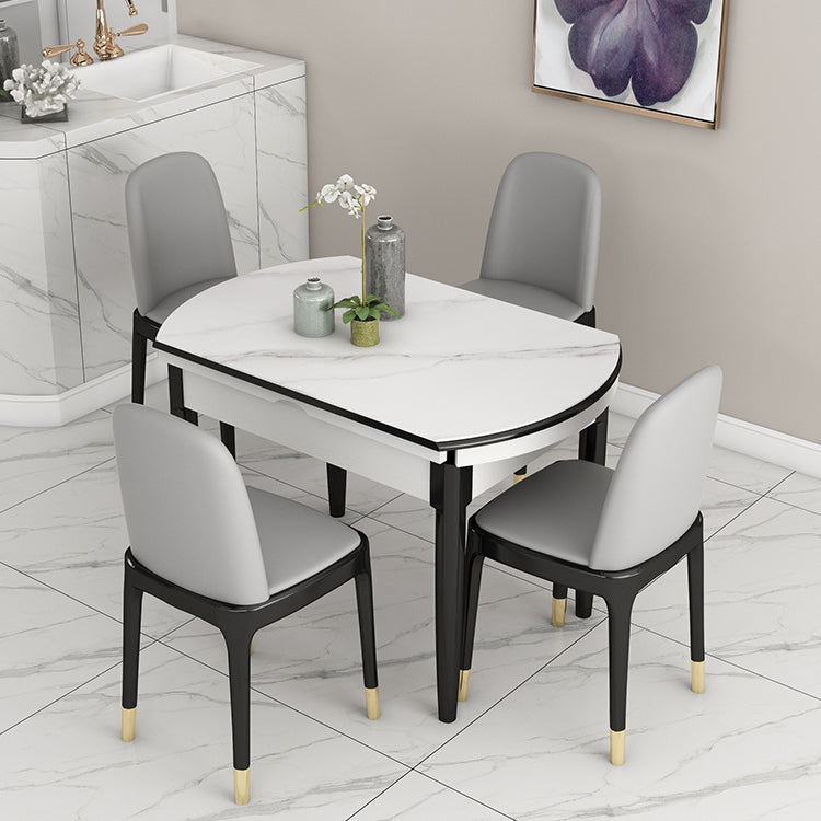 Slate and Wood Table Contemporary Retractable Round Dining Table Clearhalo 'Dining Tables & Seating' 'Dining Tables' 'dining_table' 'furn' 'furn_dining_table' 'Furniture' 'Kitchen & Dining Furniture' 6277739