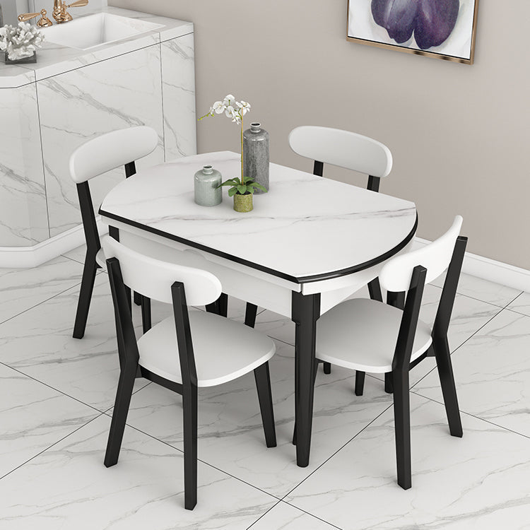 Slate and Wood Table Contemporary Retractable Round Dining Table Clearhalo 'Dining Tables & Seating' 'Dining Tables' 'dining_table' 'furn' 'furn_dining_table' 'Furniture' 'Kitchen & Dining Furniture' 6277740