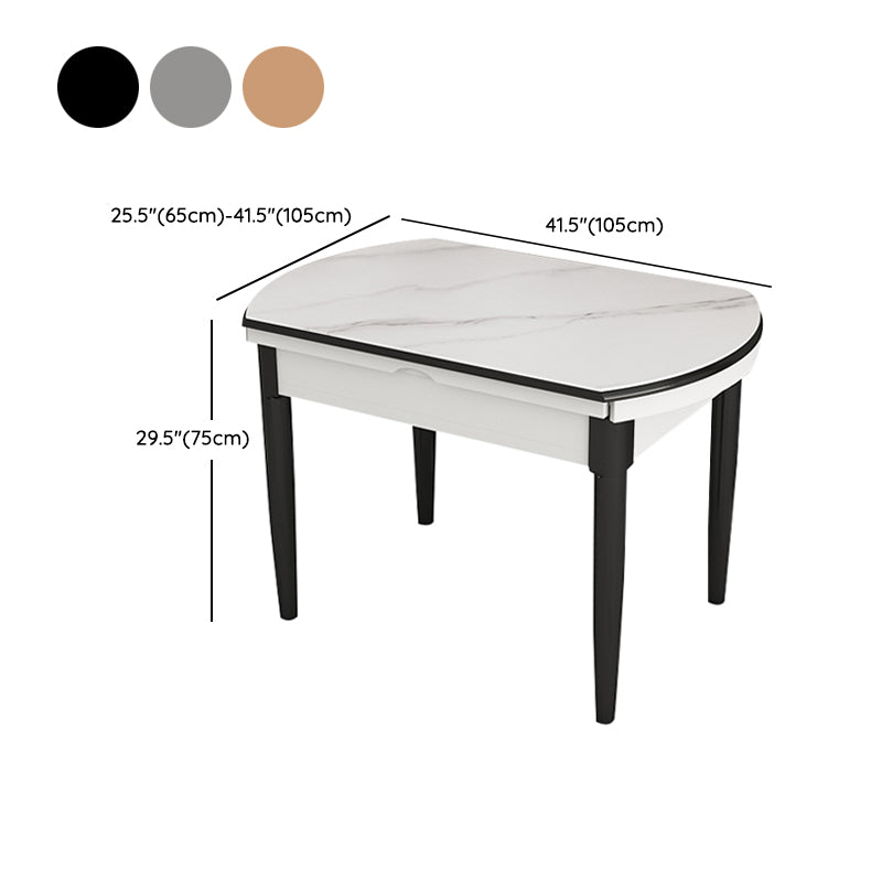 Slate and Wood Table Contemporary Retractable Round Dining Table Clearhalo 'Dining Tables & Seating' 'Dining Tables' 'dining_table' 'furn' 'furn_dining_table' 'Furniture' 'Kitchen & Dining Furniture' 6277742