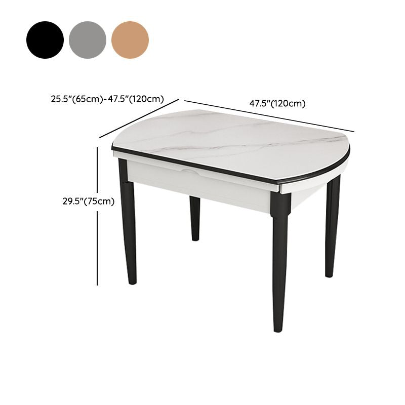 Slate and Wood Table Contemporary Retractable Round Dining Table Clearhalo 'Dining Tables & Seating' 'Dining Tables' 'dining_table' 'furn' 'furn_dining_table' 'Furniture' 'Kitchen & Dining Furniture' 6277743