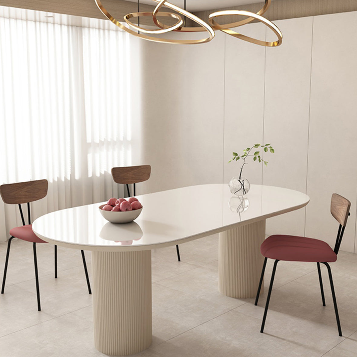 Metal and Slate Table Contemporary Home Wood Legs Dining Table