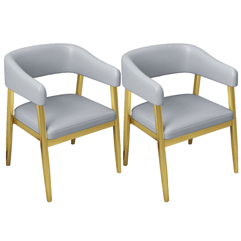 Glam Upholstered Dining Chair Open Back Dining Chair in Grey