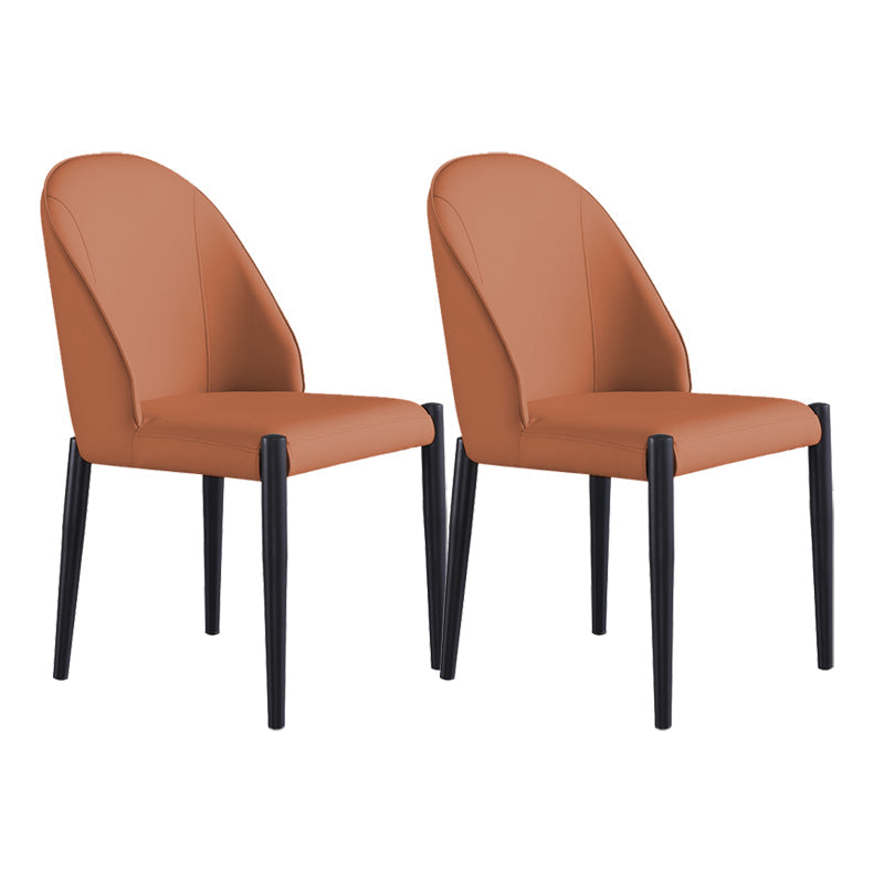 Industrial Faux Leather Chair Armless Side Chairs with Metal Legs for Home Use