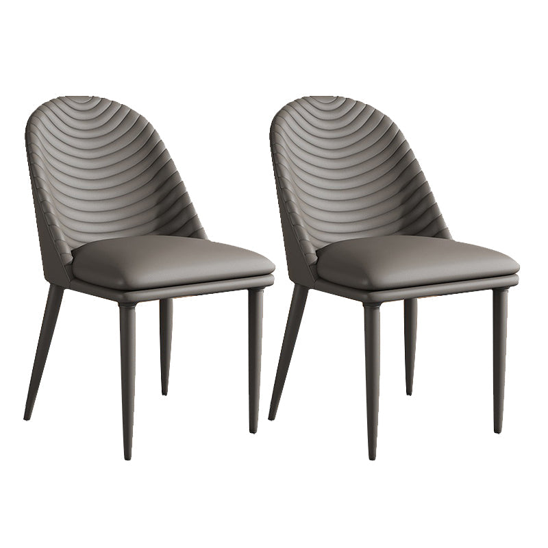 Contemporary Faux Leather Chair Armless Side Chairs with Metal Legs for Kitchen