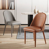 Contemporary Faux Leather Chair Armless Side Chairs with Metal Legs for Kitchen