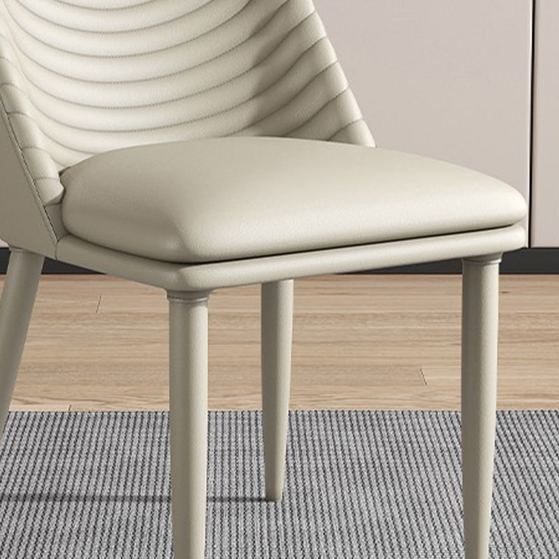 Contemporary Faux Leather Chair Armless Side Chairs with Metal Legs for Kitchen