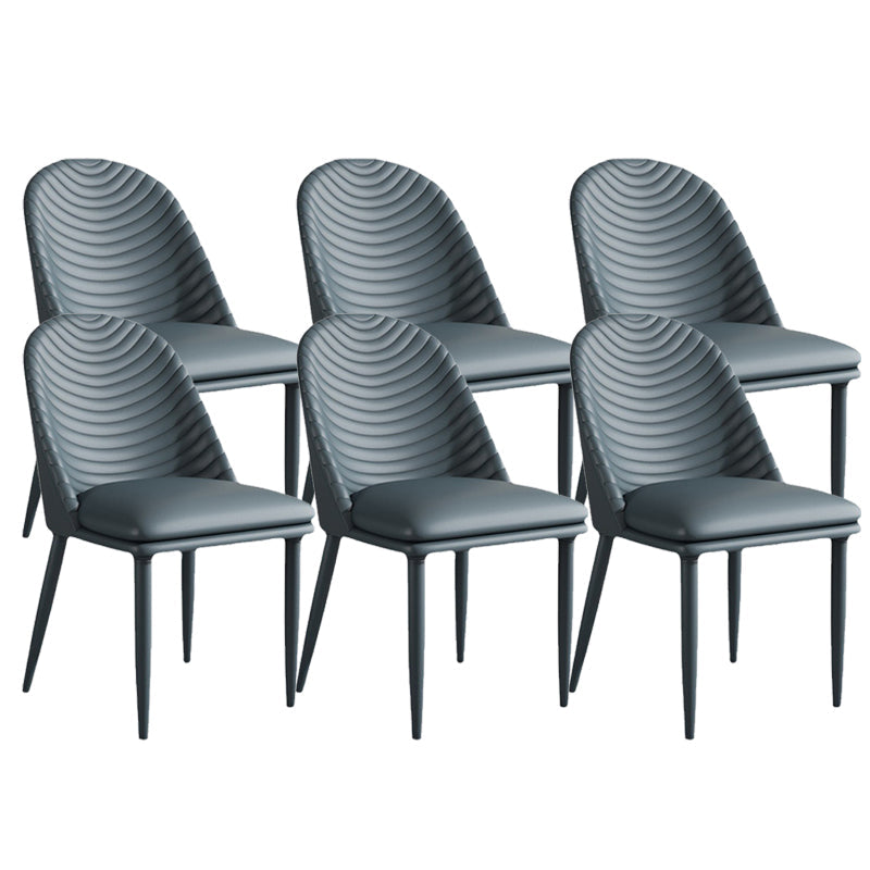 Contemporary Faux Leather Chair Armless Side Chairs with Metal Legs for Kitchen
