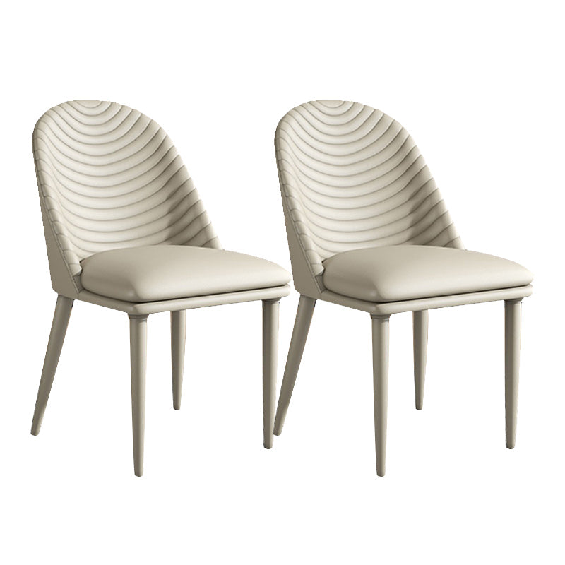 Contemporary Faux Leather Chair Armless Side Chairs with Metal Legs for Kitchen