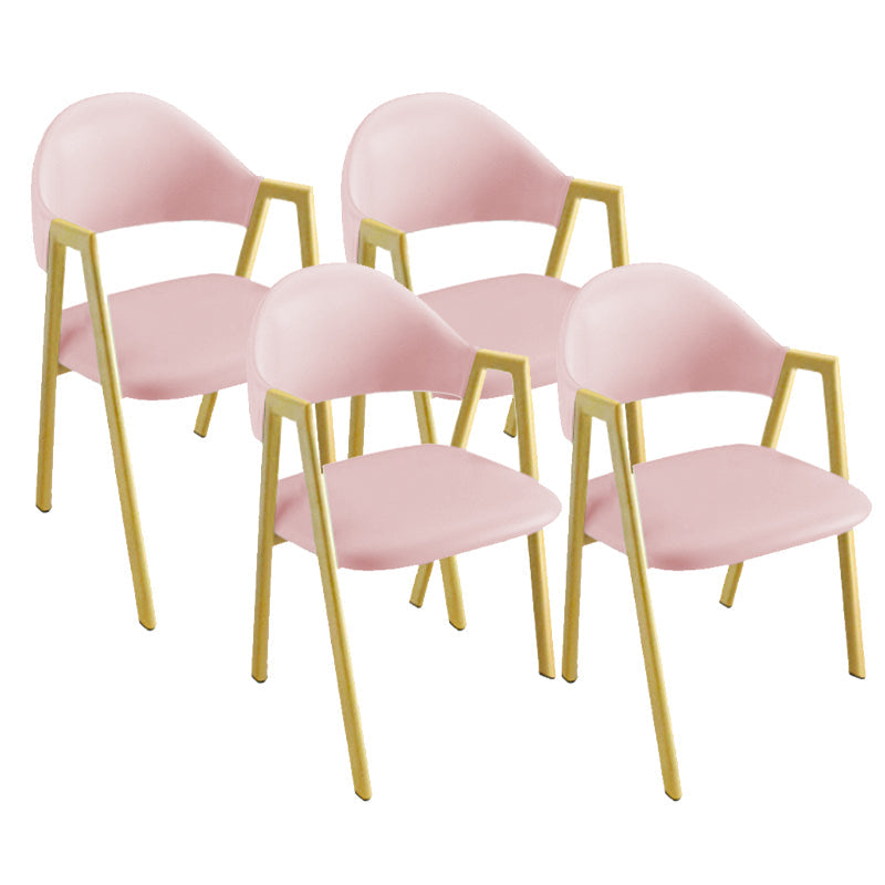 Upholstered Dining Chair Glam Open Back Dining Chair with Metal Legs