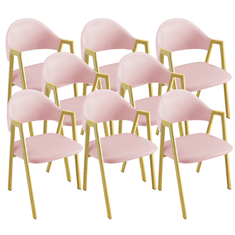 Upholstered Dining Chair Glam Open Back Dining Chair with Metal Legs