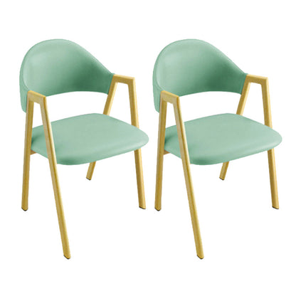 Upholstered Dining Chair Glam Open Back Dining Chair with Metal Legs