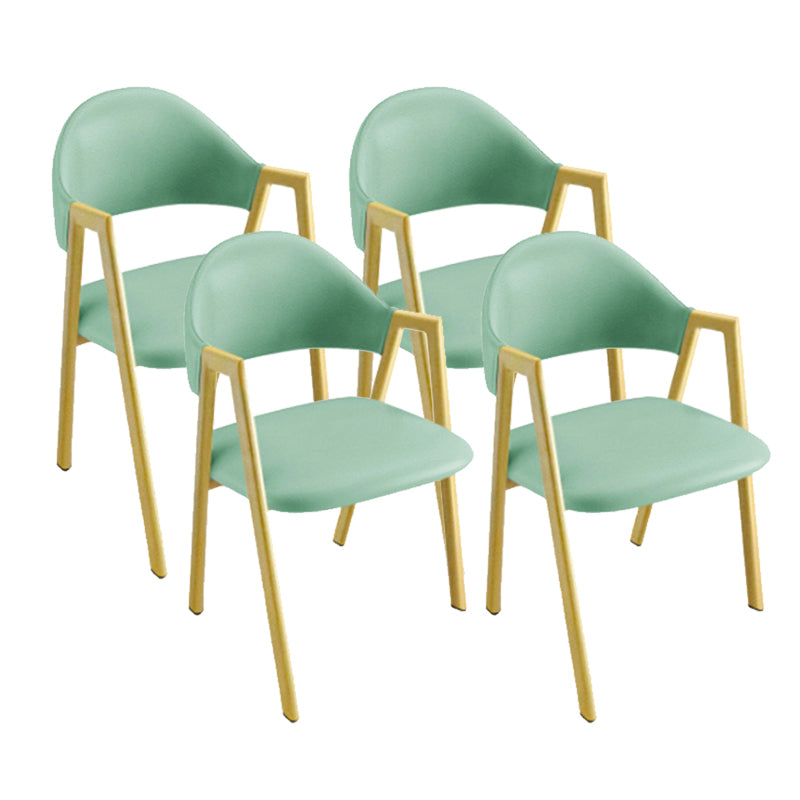 Upholstered Dining Chair Glam Open Back Dining Chair with Metal Legs