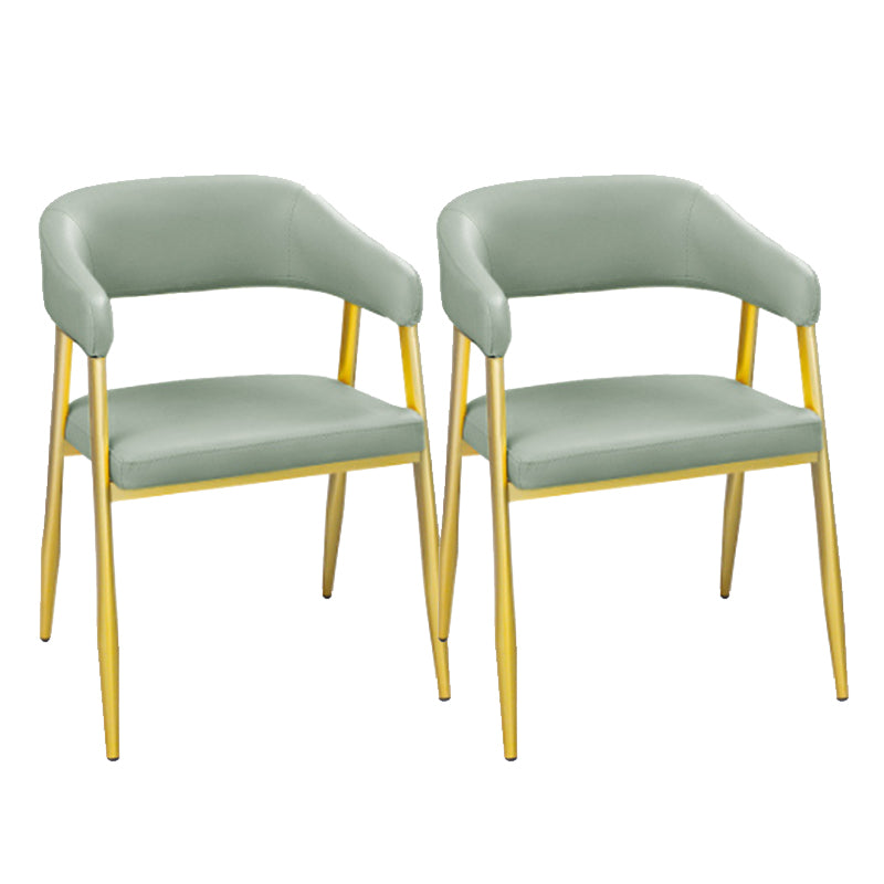 Upholstered Dining Chair Glam Open Back Dining Chair with Metal Legs