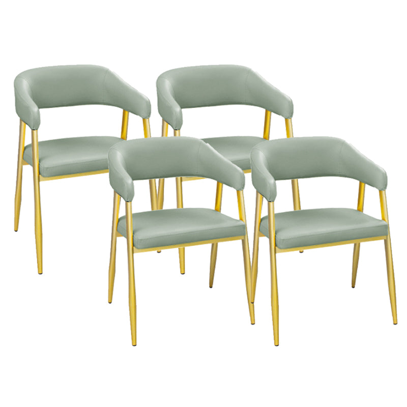 Upholstered Dining Chair Glam Open Back Dining Chair with Metal Legs