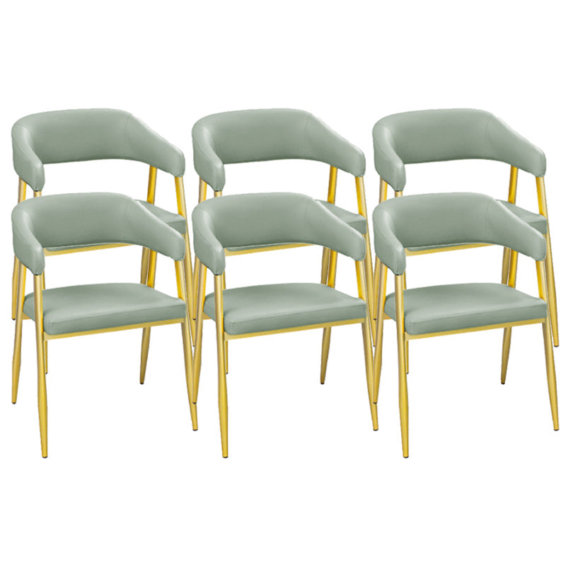 Upholstered Dining Chair Glam Open Back Dining Chair with Metal Legs