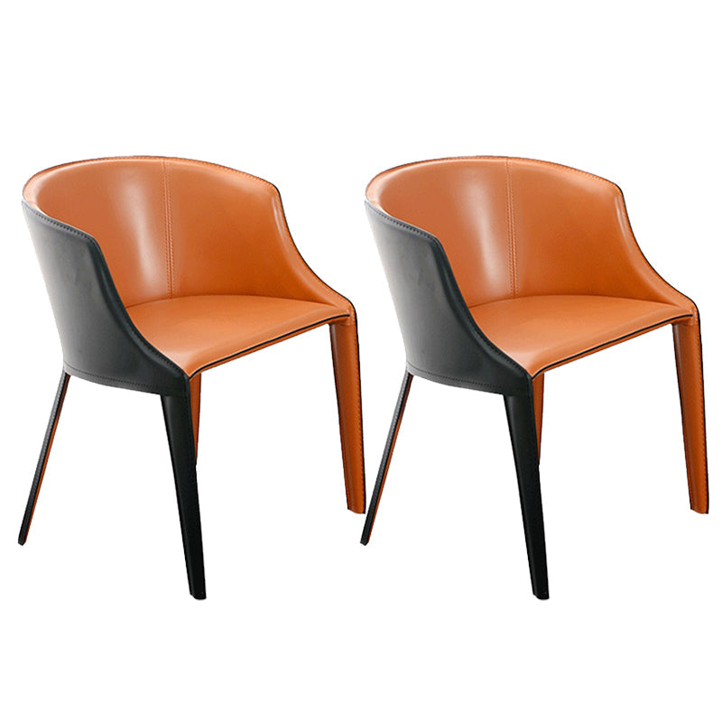 Faux Leather Kitchen Dining Chair Arm Chair in Orange and Black 2 Piece Set Clearhalo 'Dining Chairs' 'Dining Tables & Seating' 'dining_chair' 'furn' 'furn_dining_chair' 'Furniture' 'Kitchen & Dining Furniture' 6277926