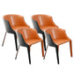 Faux Leather Kitchen Dining Chair Arm Chair in Orange and Black