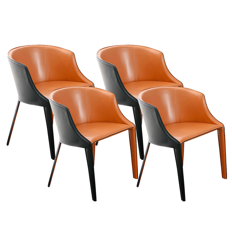 Faux Leather Kitchen Dining Chair Arm Chair in Orange and Black 4 Piece Set Clearhalo 'Dining Chairs' 'Dining Tables & Seating' 'dining_chair' 'furn' 'furn_dining_chair' 'Furniture' 'Kitchen & Dining Furniture' 6277927