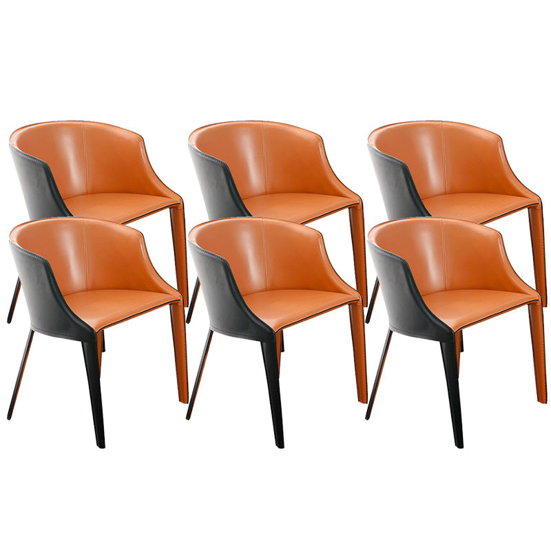 Faux Leather Kitchen Dining Chair Arm Chair in Orange and Black 6 Piece Set Clearhalo 'Dining Chairs' 'Dining Tables & Seating' 'dining_chair' 'furn' 'furn_dining_chair' 'Furniture' 'Kitchen & Dining Furniture' 6277929