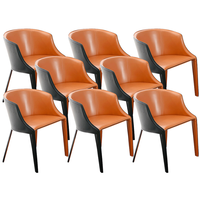 Faux Leather Kitchen Dining Chair Arm Chair in Orange and Black