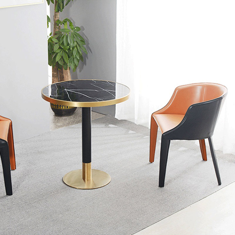 Faux Leather Kitchen Dining Chair Arm Chair in Orange and Black Clearhalo 'Dining Chairs' 'Dining Tables & Seating' 'dining_chair' 'furn' 'furn_dining_chair' 'Furniture' 'Kitchen & Dining Furniture' 6277932