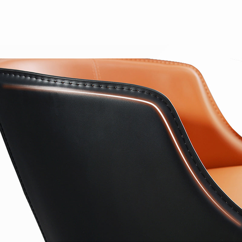 Faux Leather Kitchen Dining Chair Arm Chair in Orange and Black Clearhalo 'Dining Chairs' 'Dining Tables & Seating' 'dining_chair' 'furn' 'furn_dining_chair' 'Furniture' 'Kitchen & Dining Furniture' 6277935