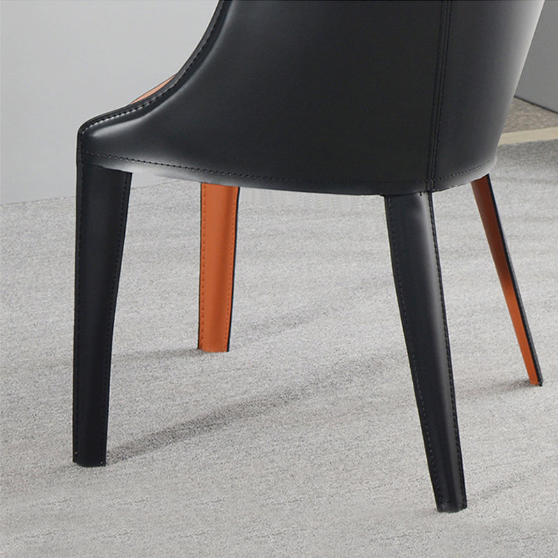 Faux Leather Kitchen Dining Chair Arm Chair in Orange and Black Clearhalo 'Dining Chairs' 'Dining Tables & Seating' 'dining_chair' 'furn' 'furn_dining_chair' 'Furniture' 'Kitchen & Dining Furniture' 6277936