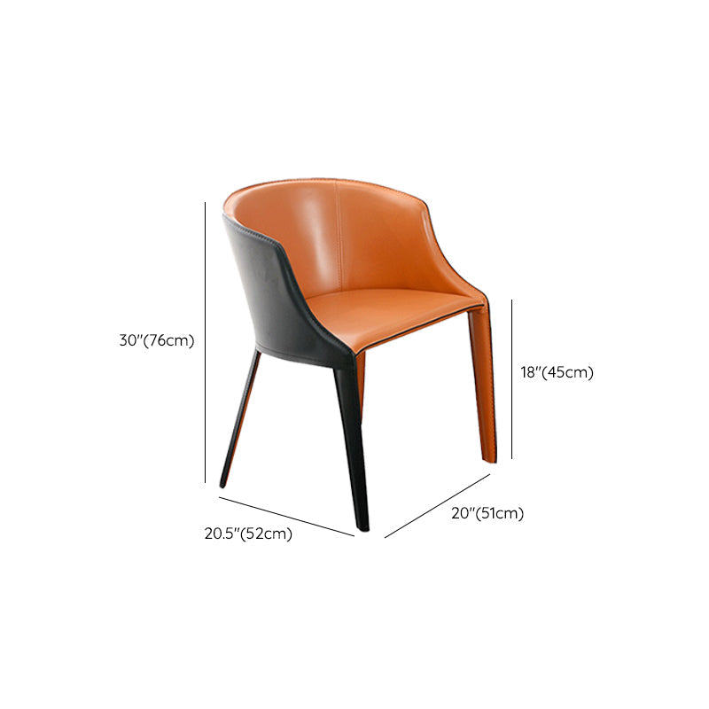 Faux Leather Kitchen Dining Chair Arm Chair in Orange and Black