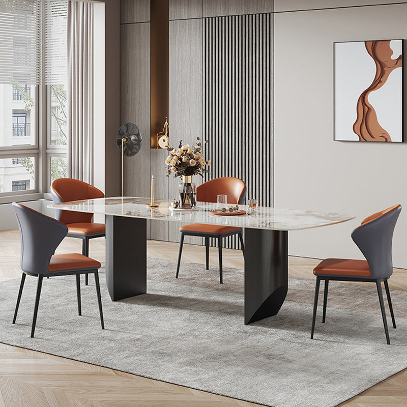 Sillas laterales sin brazo de silla trasera de estilo contemporáneo con patas de metal para cocina