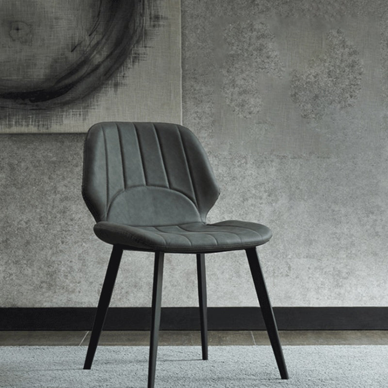 Sedia da sala da pranzo in finta cucina in pelle sedia in metallo a base di braccio in grigio