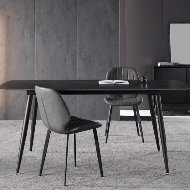 Sedia da sala da pranzo in finta cucina in pelle sedia in metallo a base di braccio in grigio