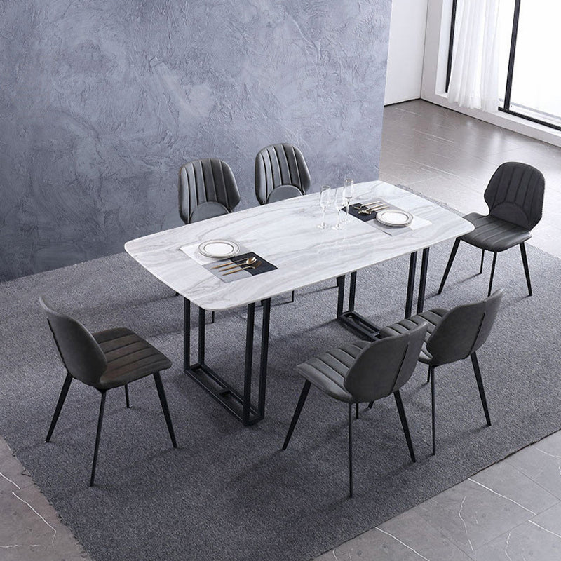 Sedia da sala da pranzo in finta cucina in pelle sedia in metallo a base di braccio in grigio