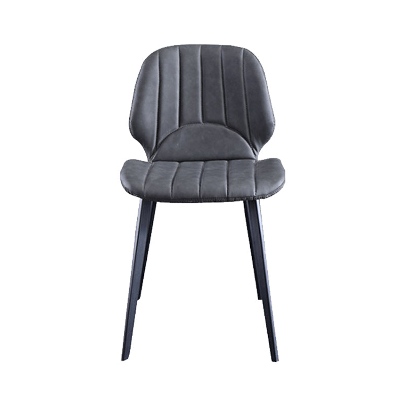Sedia da sala da pranzo in finta cucina in pelle sedia in metallo a base di braccio in grigio