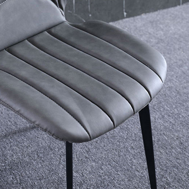 Sedia da sala da pranzo in finta cucina in pelle sedia in metallo a base di braccio in grigio