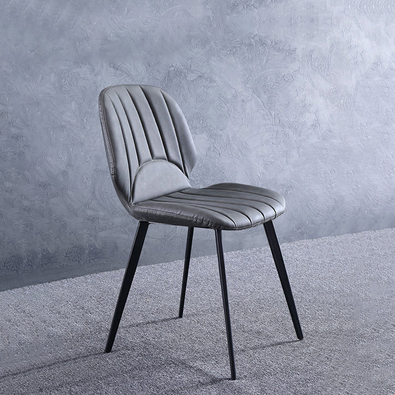 Sedia da sala da pranzo in finta cucina in pelle sedia in metallo a base di braccio in grigio