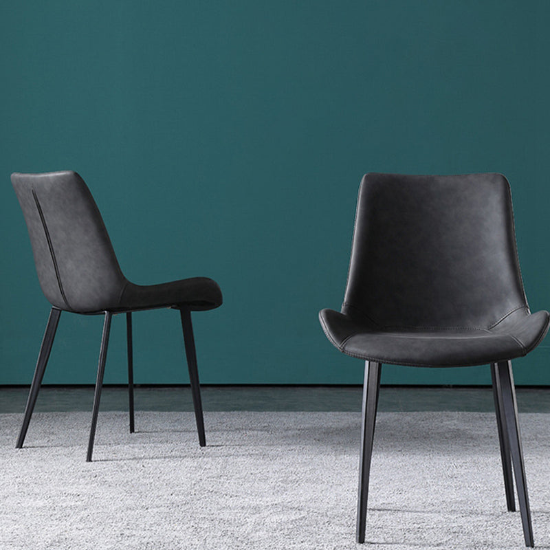 Kitchen Dining Armless Chair Faux Leather Dining Chair in Grey