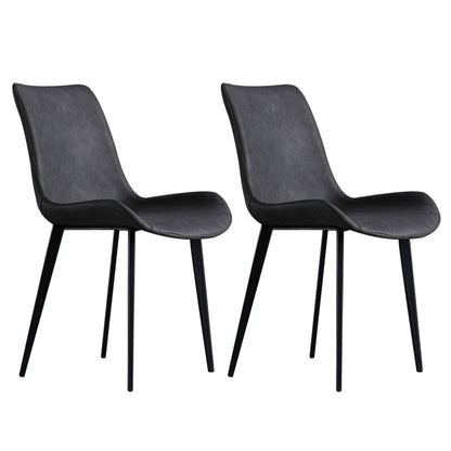 Kitchen Dining Armless Chair Faux Leather Dining Chair in Grey