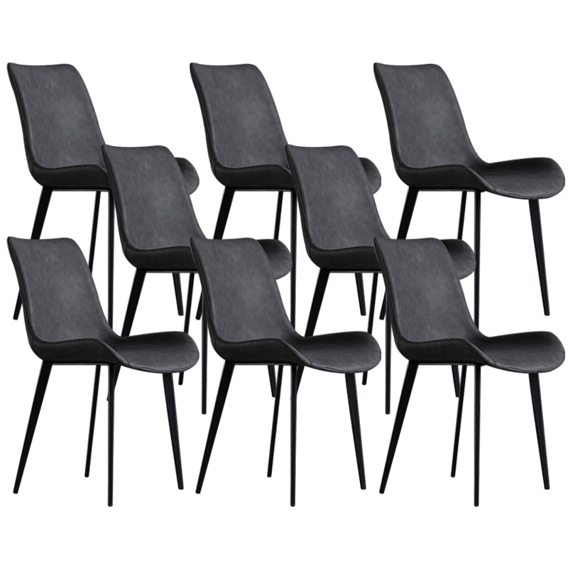 Kitchen Dining Armless Chair Faux Leather Dining Chair in Grey