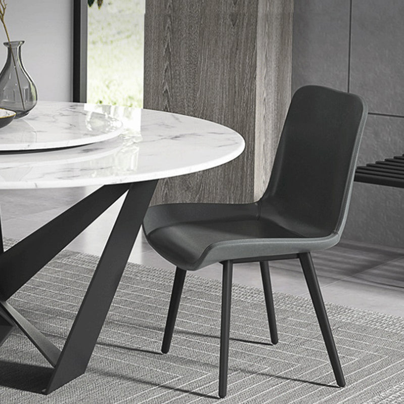 Kitchen Dining Armless Chair Faux Leather Dining Chair in Grey