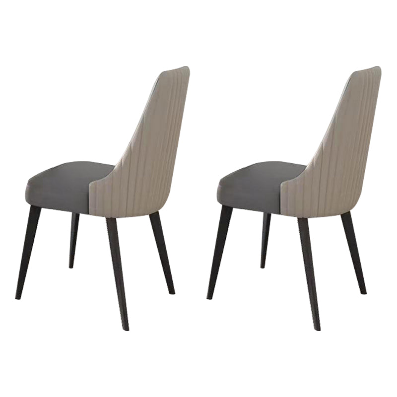 Contemporary Upholstered Dining Chair Faux Leather Kitchen Dining Chair Gray 2 Piece Set Clearhalo 'Dining Chairs' 'Dining Tables & Seating' 'dining_chair' 'furn' 'furn_dining_chair' 'Furniture' 'Kitchen & Dining Furniture' 6278139