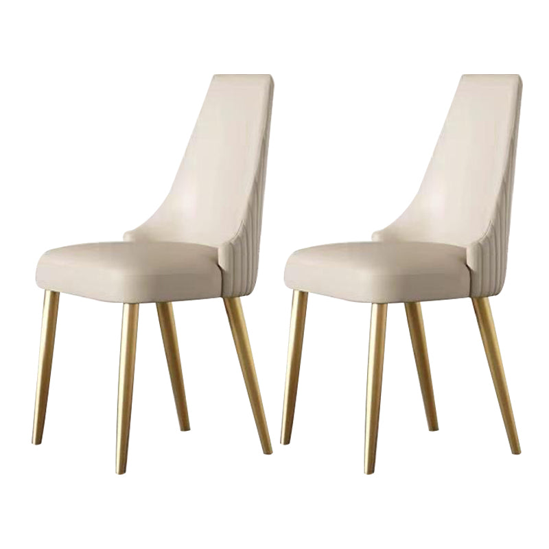 Contemporary Upholstered Dining Chair Faux Leather Kitchen Dining Chair Beige 2 Piece Set Clearhalo 'Dining Chairs' 'Dining Tables & Seating' 'dining_chair' 'furn' 'furn_dining_chair' 'Furniture' 'Kitchen & Dining Furniture' 6278142