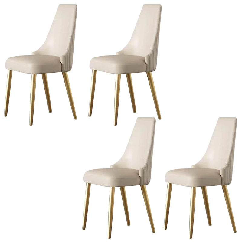 Contemporary Upholstered Dining Chair Faux Leather Kitchen Dining Chair Beige 4 Piece Set Clearhalo 'Dining Chairs' 'Dining Tables & Seating' 'dining_chair' 'furn' 'furn_dining_chair' 'Furniture' 'Kitchen & Dining Furniture' 6278148