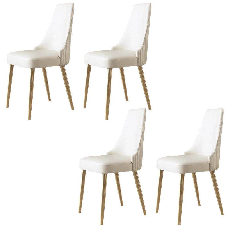 Contemporary Upholstered Dining Chair Faux Leather Kitchen Dining Chair White 4 Piece Set Clearhalo 'Dining Chairs' 'Dining Tables & Seating' 'dining_chair' 'furn' 'furn_dining_chair' 'Furniture' 'Kitchen & Dining Furniture' 6278149