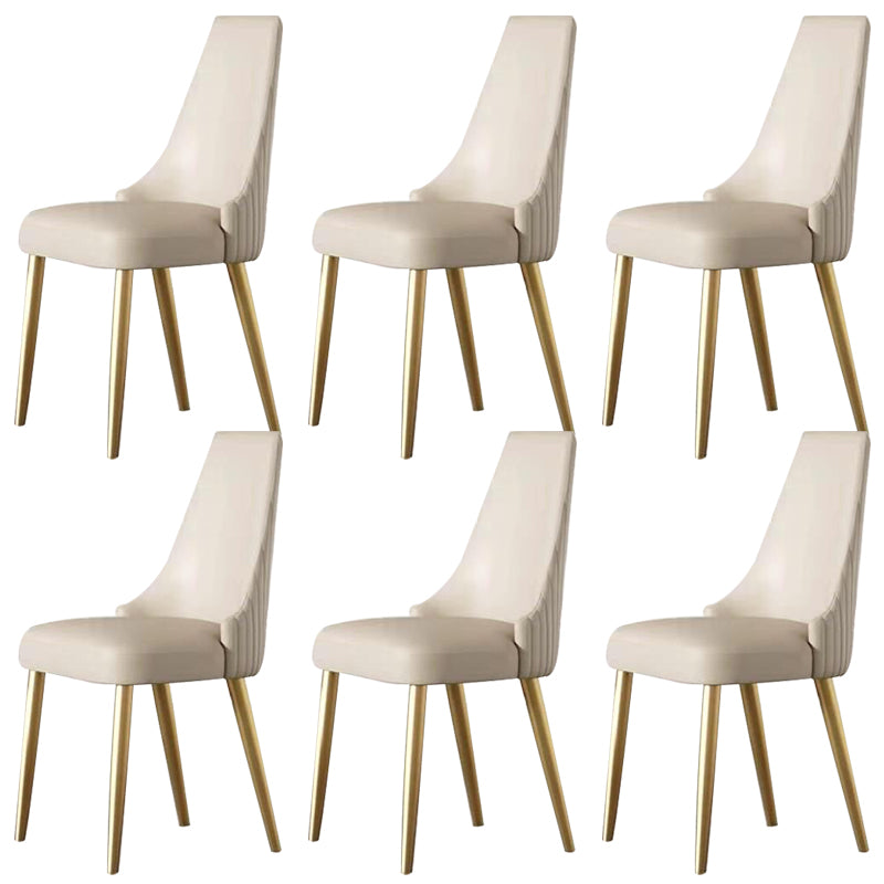 Contemporary Upholstered Dining Chair Faux Leather Kitchen Dining Chair Beige 6 Piece Set Clearhalo 'Dining Chairs' 'Dining Tables & Seating' 'dining_chair' 'furn' 'furn_dining_chair' 'Furniture' 'Kitchen & Dining Furniture' 6278154