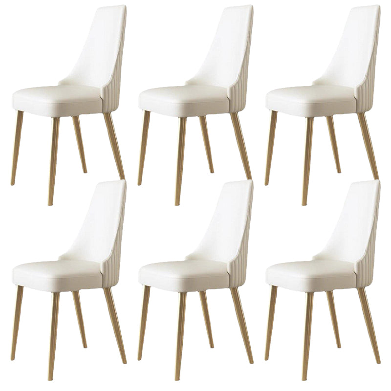 Contemporary Upholstered Dining Chair Faux Leather Kitchen Dining Chair White 6 Piece Set Clearhalo 'Dining Chairs' 'Dining Tables & Seating' 'dining_chair' 'furn' 'furn_dining_chair' 'Furniture' 'Kitchen & Dining Furniture' 6278155