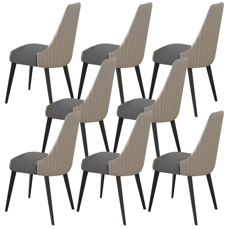 Contemporary Upholstered Dining Chair Faux Leather Kitchen Dining Chair Gray 8 Piece Set Clearhalo 'Dining Chairs' 'Dining Tables & Seating' 'dining_chair' 'furn' 'furn_dining_chair' 'Furniture' 'Kitchen & Dining Furniture' 6278156