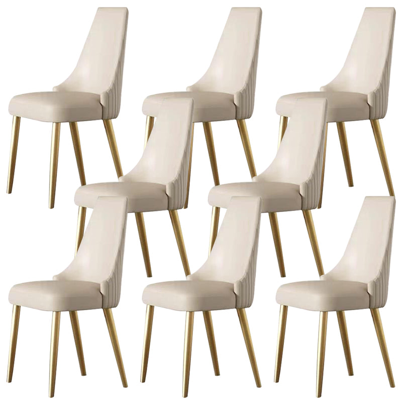 Contemporary Upholstered Dining Chair Faux Leather Kitchen Dining Chair Beige 8 Piece Set Clearhalo 'Dining Chairs' 'Dining Tables & Seating' 'dining_chair' 'furn' 'furn_dining_chair' 'Furniture' 'Kitchen & Dining Furniture' 6278157